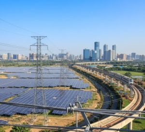 Government infrastructure project in India with power transmission lines and high-quality electrical cables supporting grid expansion