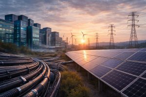 AI data centers and renewable energy infrastructure connected with high-performance power cables in India