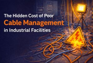 Poor cable management in industrial facilities leading to safety risks, downtime, and operational inefficiency