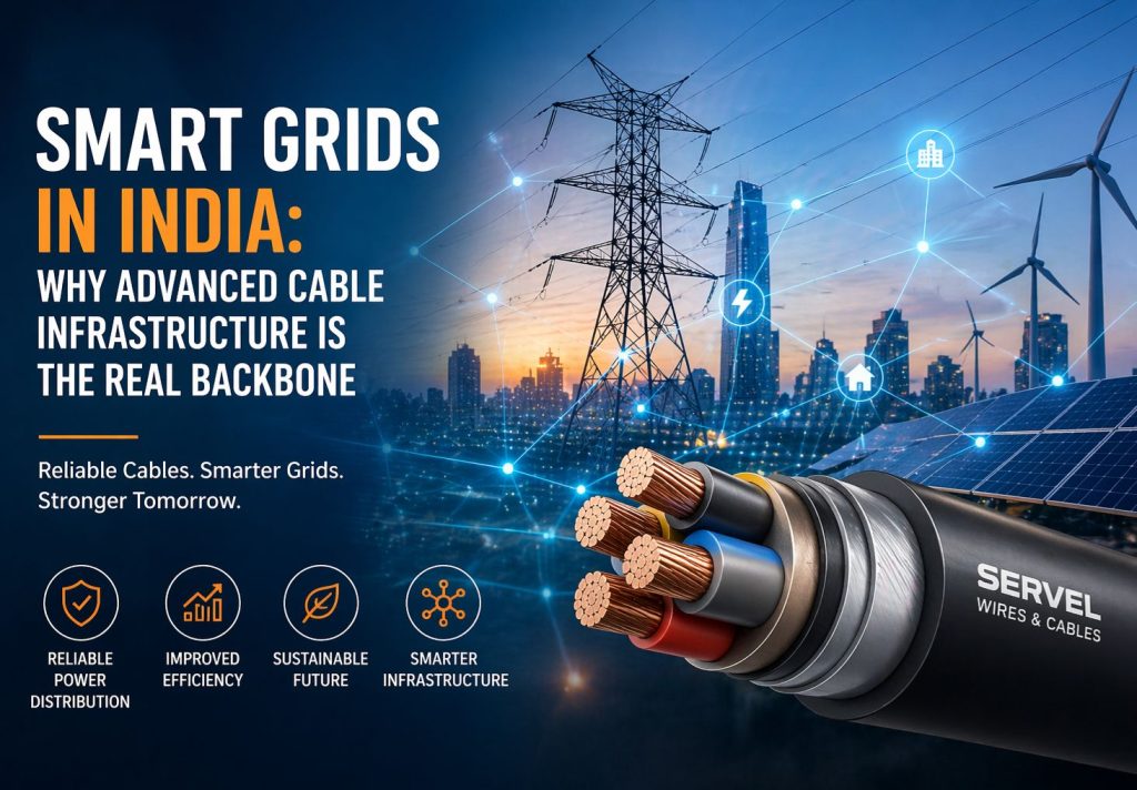 Smart grid infrastructure in India with advanced electrical cables supporting efficient power distribution